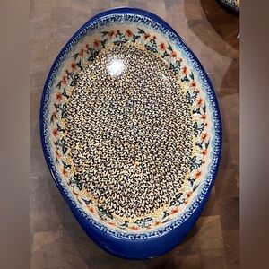 Polish Pottery Unikat large baking dish 13.5” x 10”